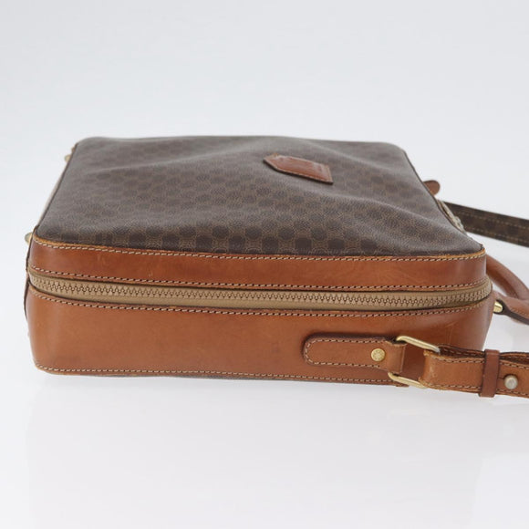 CELINE Macadam Canvas Business Bag PVC Leather 2way Brown Gold Auth ARZ129