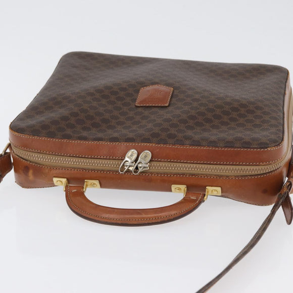 CELINE Macadam Canvas Business Bag PVC Leather 2way Brown Gold Auth ARZ129