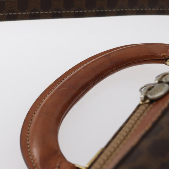 CELINE Macadam Canvas Business Bag PVC Leather 2way Brown Gold Auth ARZ129