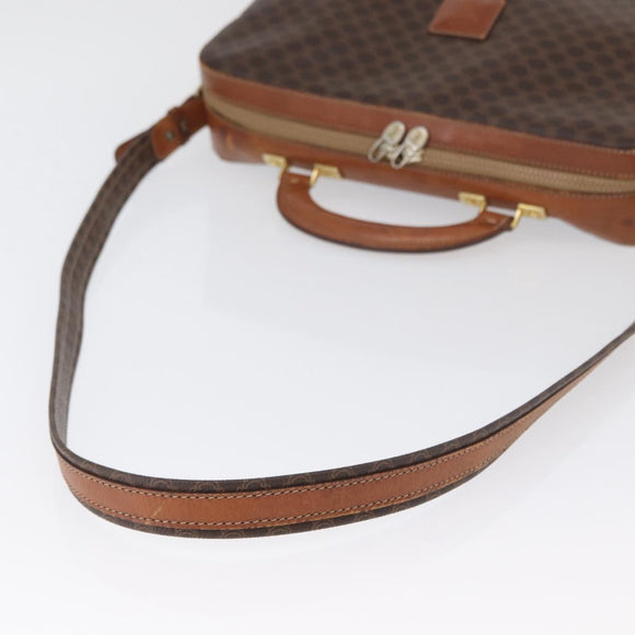 CELINE Macadam Canvas Business Bag PVC Leather 2way Brown Gold Auth ARZ129