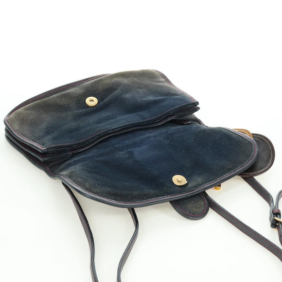 Miu Miu Umhängetasche Wildleder Navy Gold Auth ARZ130V