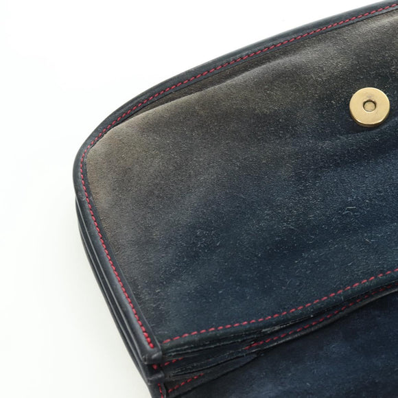 Miu Miu Umhängetasche Wildleder Navy Gold Auth ARZ130V