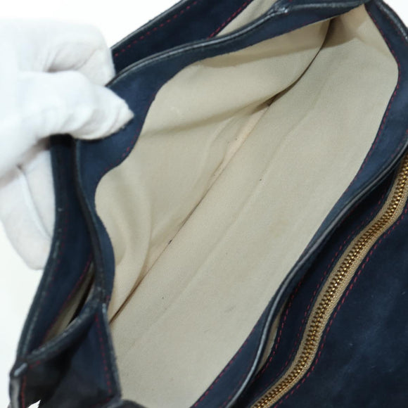 Miu Miu Umhängetasche Wildleder Navy Gold Auth ARZ130V