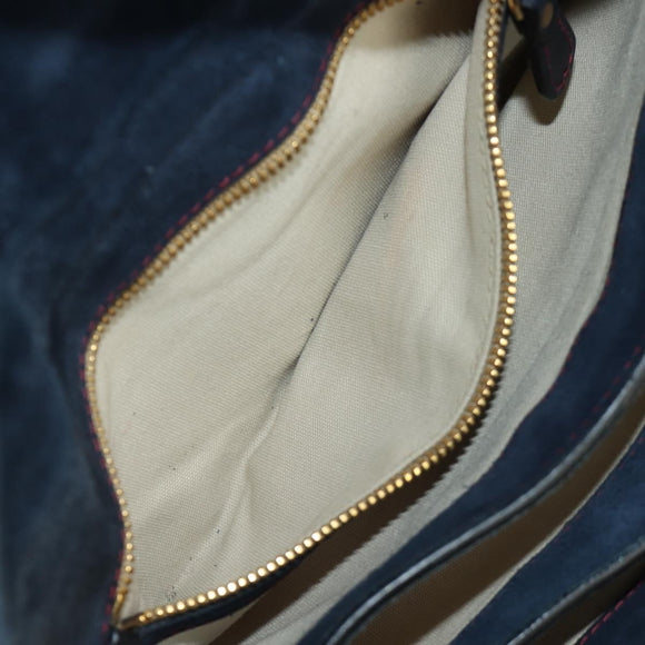 Miu Miu Shoulder Bag Suede Navy Gold Auth ARZ130V