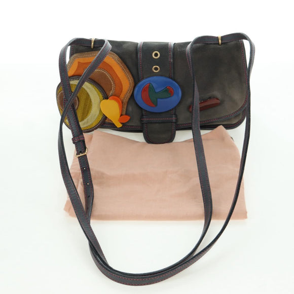 Miu Miu Umhängetasche Wildleder Navy Gold Auth ARZ130V