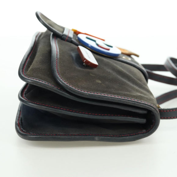 Miu Miu Umhängetasche Wildleder Navy Gold Auth ARZ130V