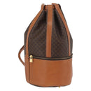 CELINE Macadam Canvas Shoulder Bag PVC Leather Brown Gold Auth ARZ131A-1