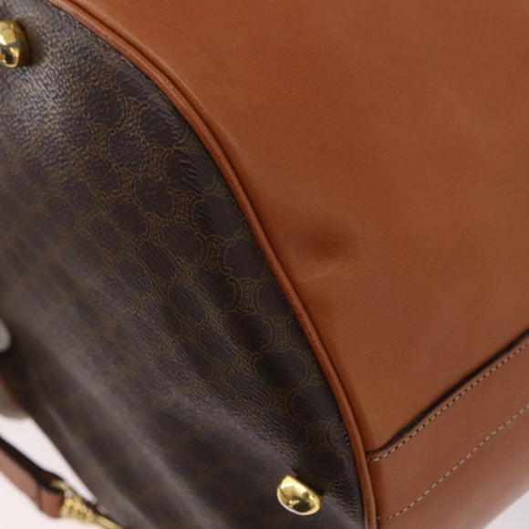 CELINE Macadam Canvas Shoulder Bag PVC Leather Brown Gold Auth ARZ131A