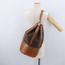 CELINE Macadam Canvas Shoulder Bag PVC Leather Brown Gold Auth ARZ131A-21