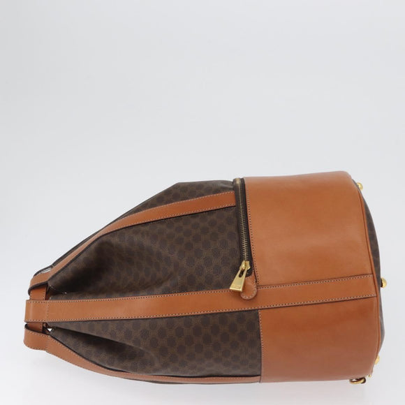 CELINE Macadam Canvas Shoulder Bag PVC Leather Brown Gold Auth ARZ131A