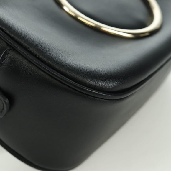 Salvatore Ferragamo Gancini Waist bag Leather Black Gold Auth ARZ136V