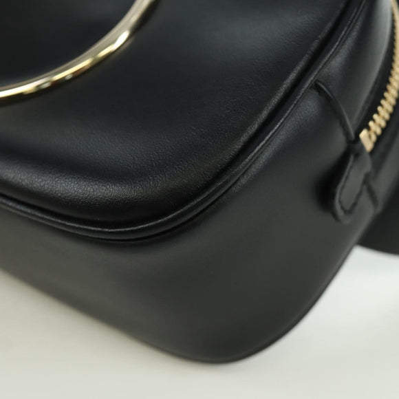 Salvatore Ferragamo Gancini Waist bag Leather Black Gold Auth ARZ136V