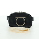 Salvatore Ferragamo Gancini Waist bag Leather Black Gold Auth ARZ136V-12