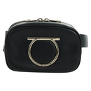 Salvatore Ferragamo Gancini Waist bag Leather Black Gold Auth ARZ136V-13