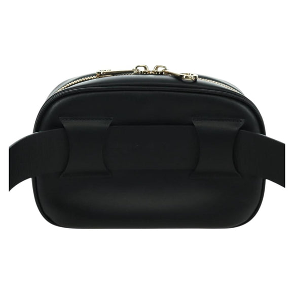 Salvatore Ferragamo Gancini Waist bag Leather Black Gold Auth ARZ136V
