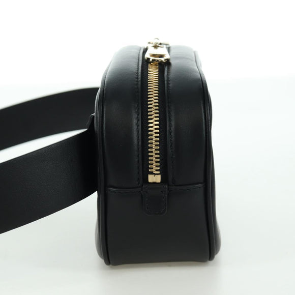 Salvatore Ferragamo Gancini Waist bag Leather Black Gold Auth ARZ136V