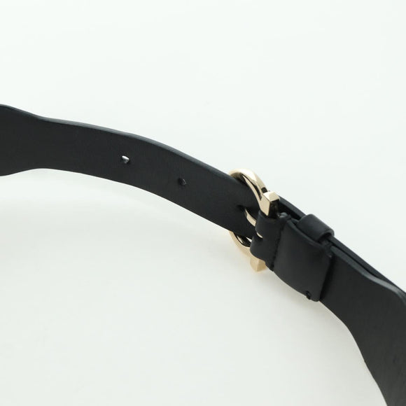 Salvatore Ferragamo Gancini Waist bag Leather Black Gold Auth ARZ136V