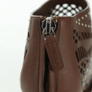 GUCCI High Heels Sandals Leather 35 1/2 Brown Auth ARZ137V-10