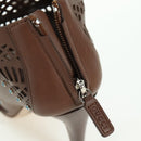 GUCCI High Heels Sandals Leather 35 1/2 Brown Auth ARZ137V-15