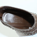 GUCCI High Heels Sandals Leather 35 1/2 Brown Auth ARZ137V-17
