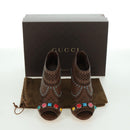GUCCI High Heels Sandals Leather 35 1/2 Brown Auth ARZ137V-19