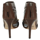 GUCCI High Heels Sandals Leather 35 1/2 Brown Auth ARZ137V-3
