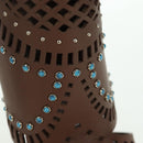 GUCCI High Heels Sandals Leather 35 1/2 Brown Auth ARZ137V-8