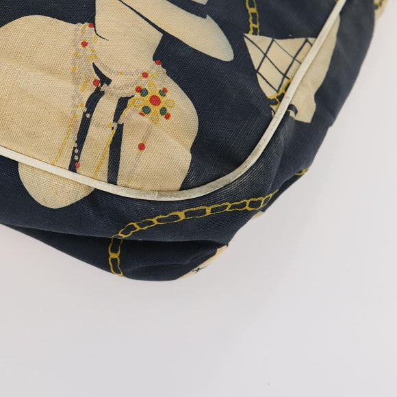 CHANEL Shoulder Bag Canvas Navy Gold CC Auth ARZ138