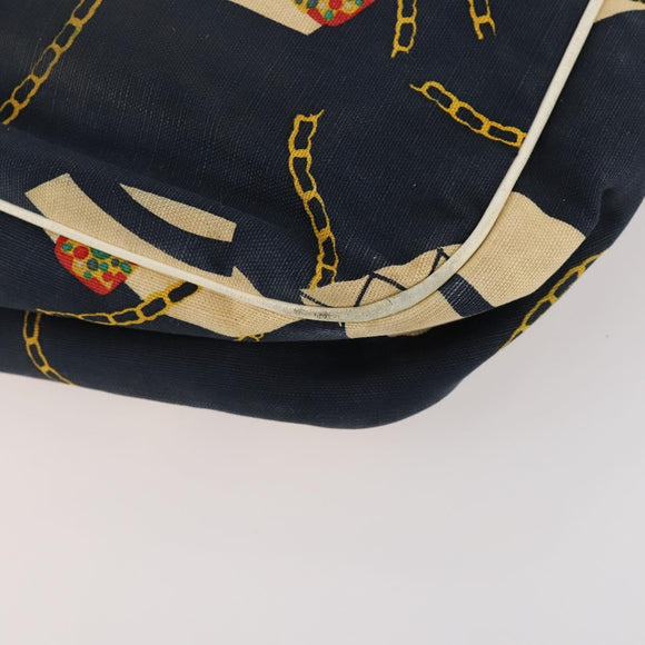 CHANEL Shoulder Bag Canvas Navy Gold CC Auth ARZ138