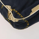 CHANEL Shoulder Bag Canvas Navy Gold CC Auth ARZ138-17
