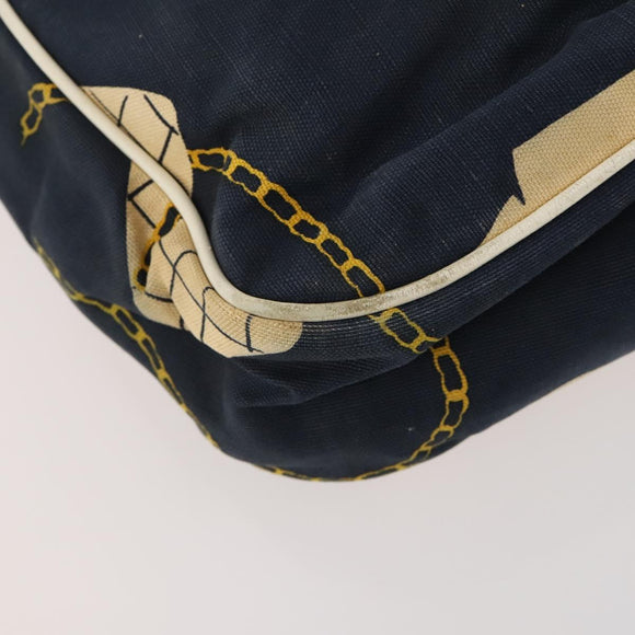 CHANEL Shoulder Bag Canvas Navy Gold CC Auth ARZ138