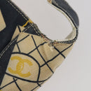 CHANEL Shoulder Bag Canvas Navy Gold CC Auth ARZ138-9