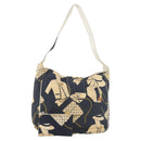 CHANEL Shoulder Bag Canvas Navy Gold CC Auth ARZ138-1