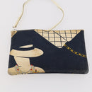 CHANEL Shoulder Bag Canvas Navy Gold CC Auth ARZ138-23