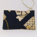 CHANEL Shoulder Bag Canvas Navy Gold CC Auth ARZ138-24