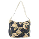 CHANEL Shoulder Bag Canvas Navy Gold CC Auth ARZ138-13