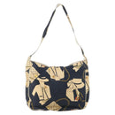 CHANEL Shoulder Bag Canvas Navy Gold CC Auth ARZ138-2