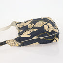 CHANEL Shoulder Bag Canvas Navy Gold CC Auth ARZ138-4