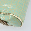 FENDI Zucchino Canvas Hand Bag Coated Canvas Green Gold Auth ARZ139-11