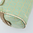 FENDI Zucchino Canvas Hand Bag Coated Canvas Green Gold Auth ARZ139-13