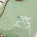 FENDI Zucchino Canvas Hand Bag Coated Canvas Green Gold Auth ARZ139-14
