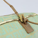 FENDI Zucchino Canvas Hand Bag Coated Canvas Green Gold Auth ARZ139-15