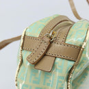 FENDI Zucchino Canvas Hand Bag Coated Canvas Green Gold Auth ARZ139-16