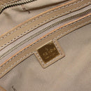 FENDI Zucchino Canvas Hand Bag Coated Canvas Green Gold Auth ARZ139-17