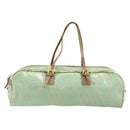 FENDI Zucchino Canvas Hand Bag Coated Canvas Green Gold Auth ARZ139-2