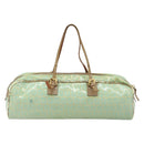 FENDI Zucchino Canvas Hand Bag Coated Canvas Green Gold Auth ARZ139-3