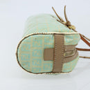 FENDI Zucchino Canvas Hand Bag Coated Canvas Green Gold Auth ARZ139-4