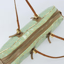 FENDI Zucchino Canvas Hand Bag Coated Canvas Green Gold Auth ARZ139-6