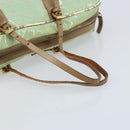 FENDI Zucchino Canvas Hand Bag Coated Canvas Green Gold Auth ARZ139-7