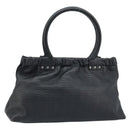 Salvatore Ferragamo Hand Bag Leather Black Silver Auth ARZ140-1